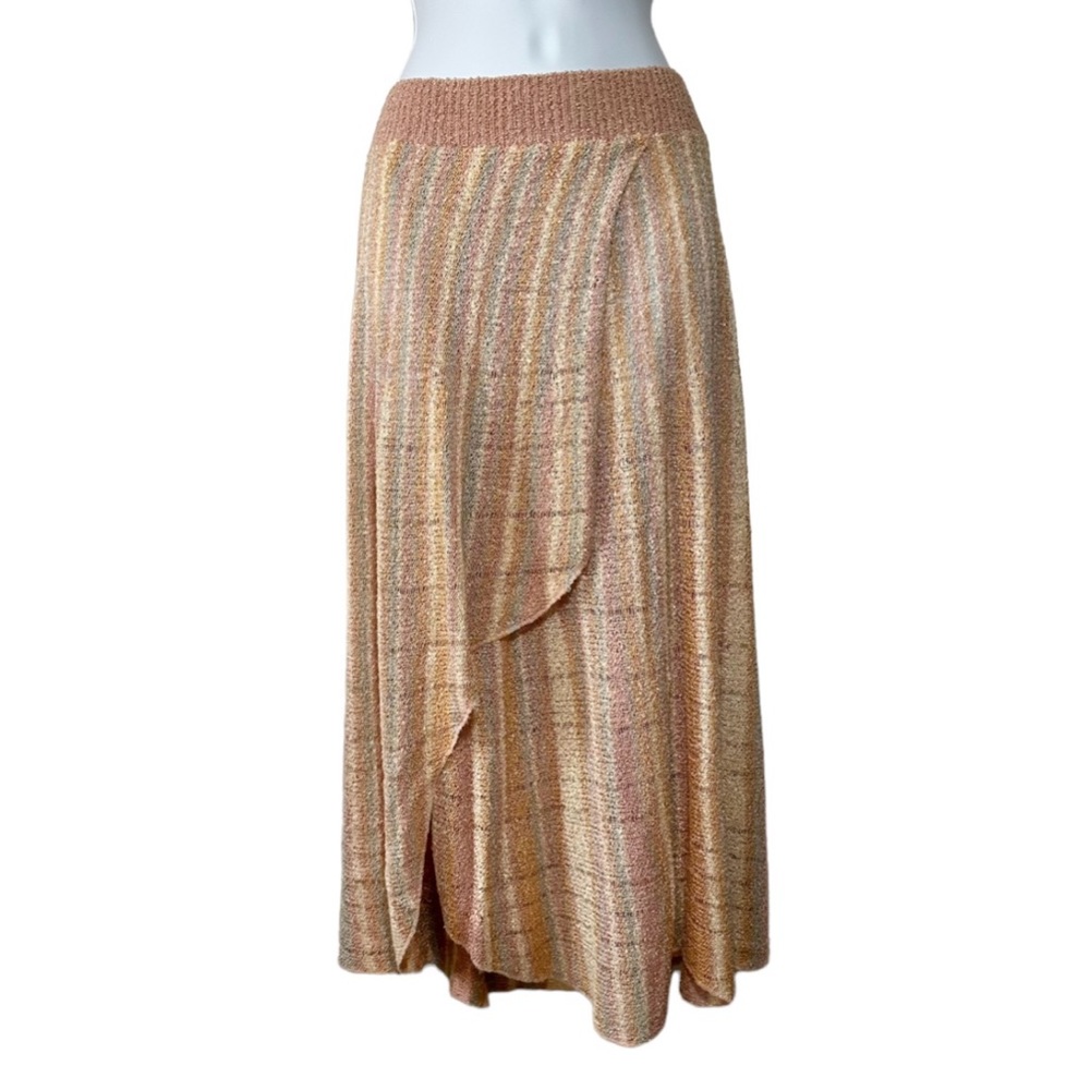 French Rags Blush Stripe Hand Loomed Knit A-Symmetrical Front Skirt- Size Small